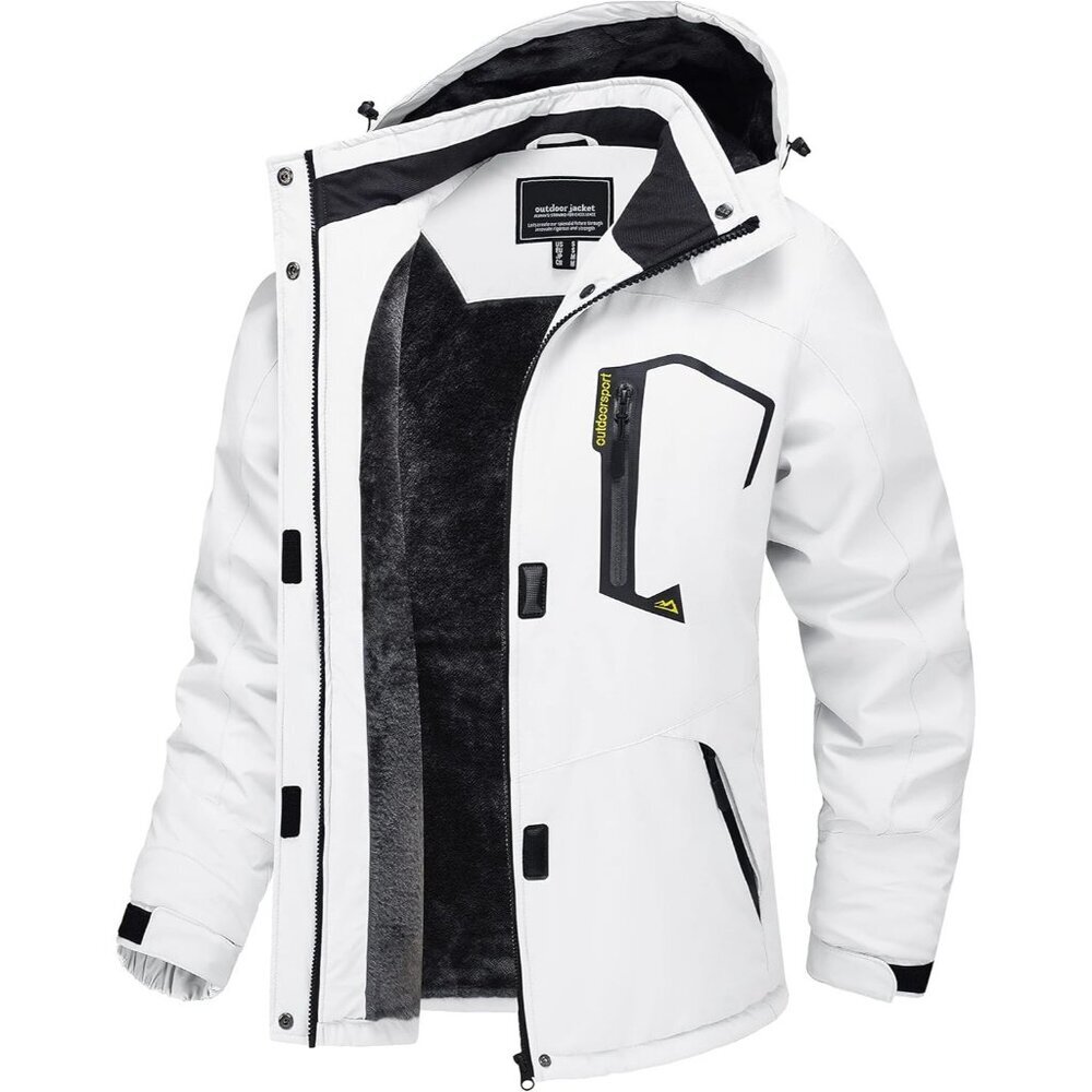 Women's White Windbreaker Waterproof Ski Snow Fleece Hood Jacket Coat Winter